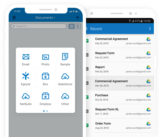 collecting signatures from Android or iOS mobile device